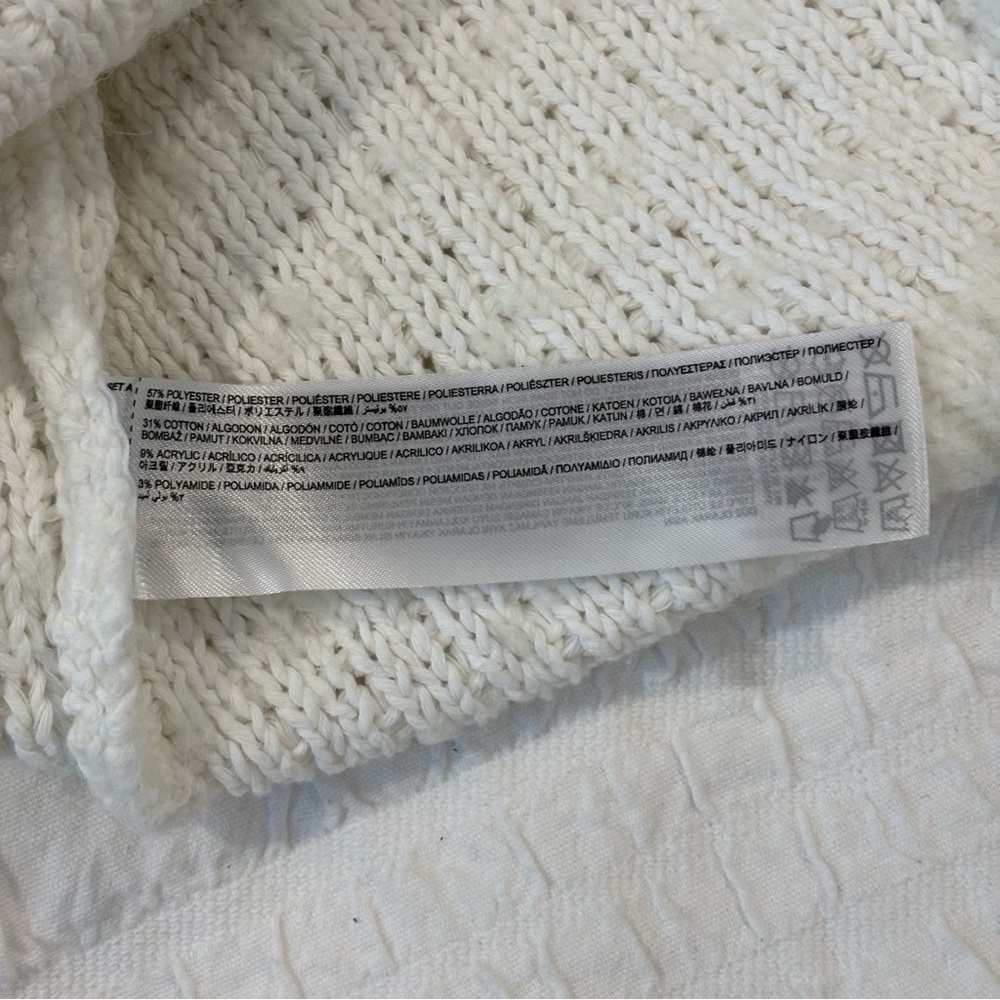 Mango Knitted Sweater with Shoulder Pads, Ivory, Size Small, Cropped - Picture 11 of 13